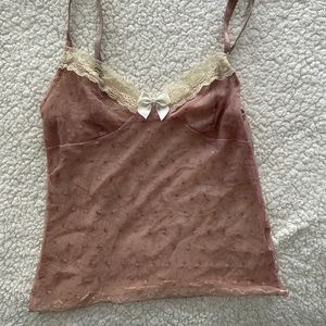 dotted mesh lace camisole top